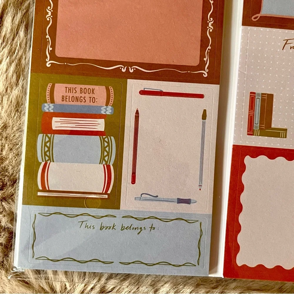 (labels) 🏷️🎉🆕 customizable library theme book lovers sticky note book set